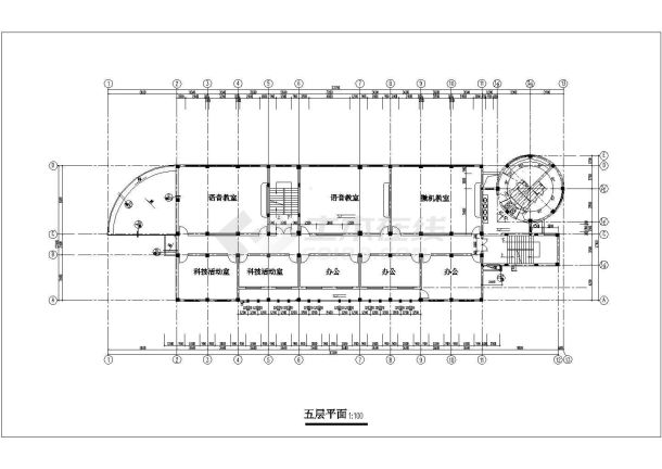 芜湖市某中学3750平米5层框架结构教学楼建筑设计CAD图纸-图二
