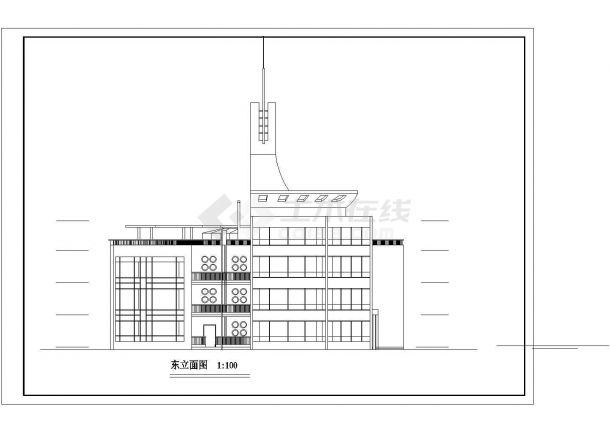 沧州市某街道1900平米4层扇形框架结构幼儿园建筑设计CAD图纸-图二