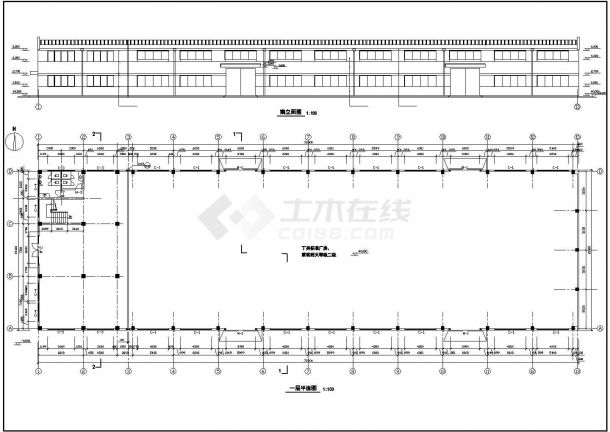 攀枝花市某服装制造厂1700平米2层框架结构纺织厂房建筑设计CAD图纸-图二