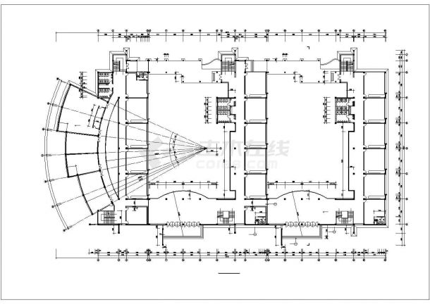 滁州市某职业学院1.1万平米五层框架结构教学楼平立剖面设计CAD图纸-图二