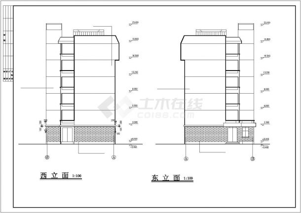 扬州市某职业学院7500平米七层框混结构学生宿舍楼建筑设计CAD图纸-图一