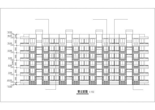 昆山市某小区3500平米6层砖混结构民居住宅楼平立剖面设计CAD图纸-图一