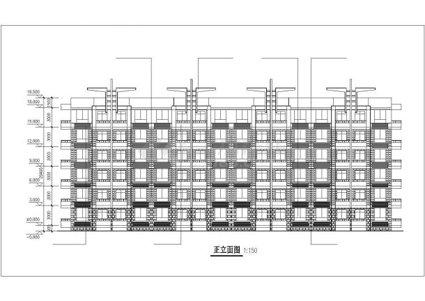 昆山市某小区3500平米6层砖混结构民居住宅楼平立剖面设计CAD图纸-图二