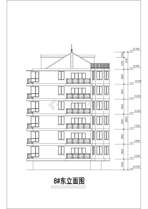 天津某高校家属院6层砖混结构住宅楼建筑设计CAD图纸（含架空层和阁楼）-图一