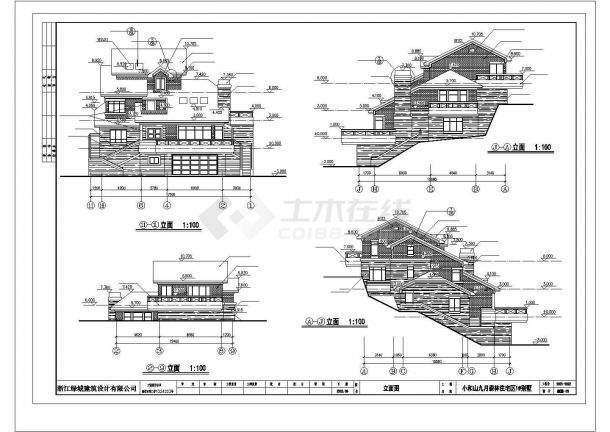 杭州小和山九月森林住宅区别墅设计cad图纸，共四张-图二