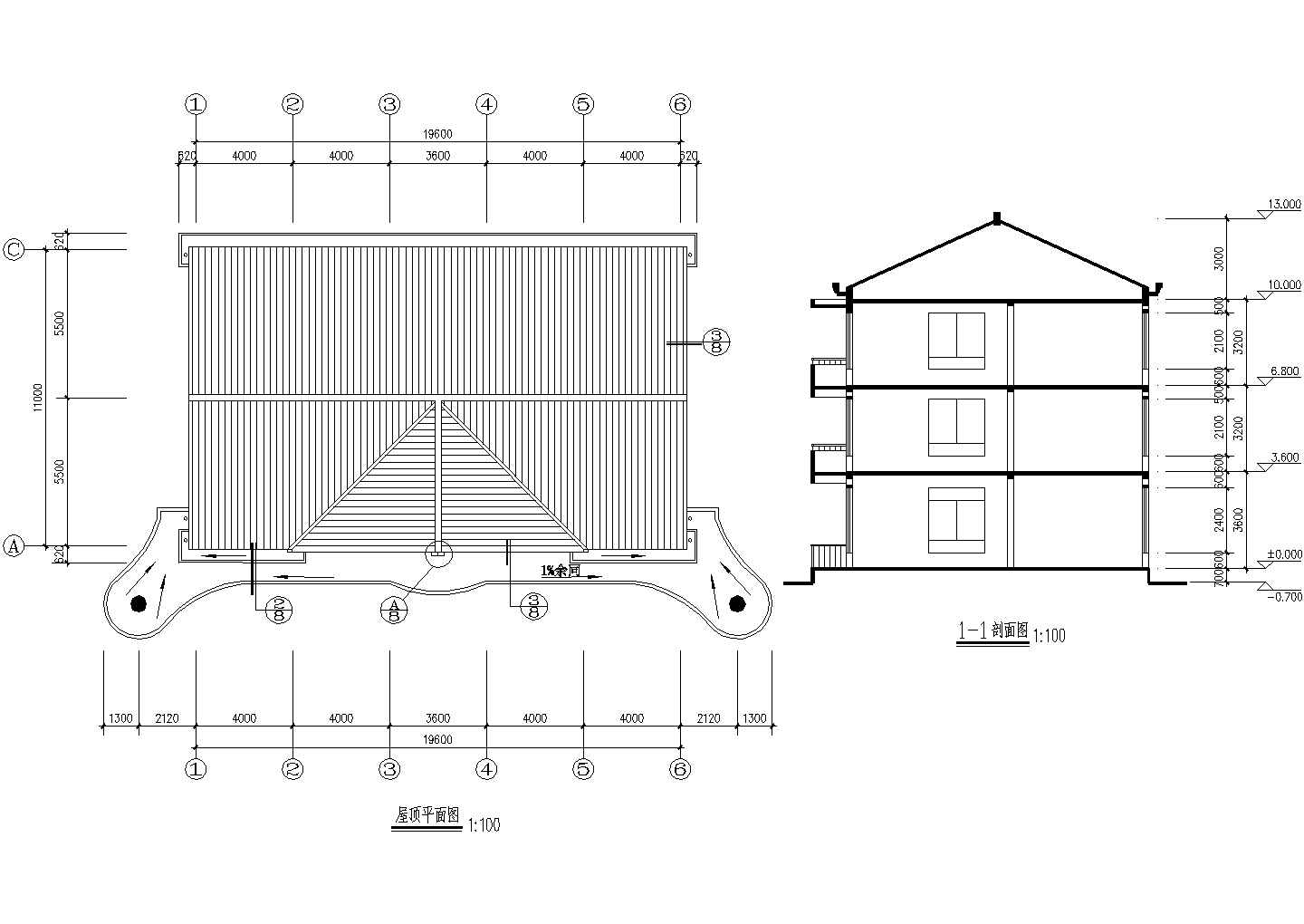 漳州市某街道820平米3层砖混结构私立幼儿园建筑设计CAD图纸