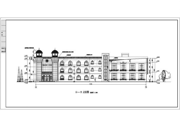 3700平米3层砖混结构现代化幼儿园建筑设计CAD图纸-图一