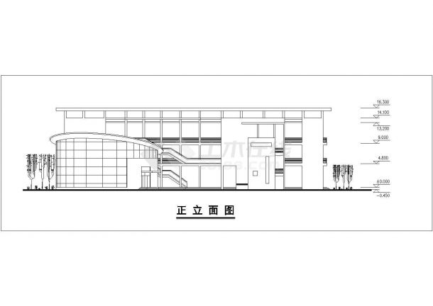 锦州某小区3900平米3层框架结构公立幼儿园平立剖面设计CAD图纸-图一