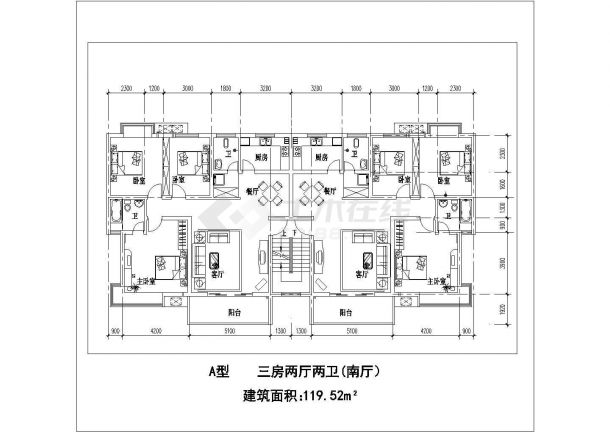 北京尚春花园小区经典实用的平面户型设计CAD图纸（13张）-图二