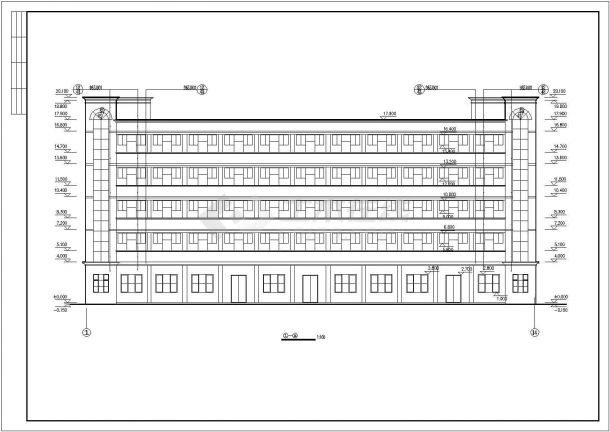 东莞市某大型工业区五层框混结构职工宿舍楼建筑设计CAD图纸-图一