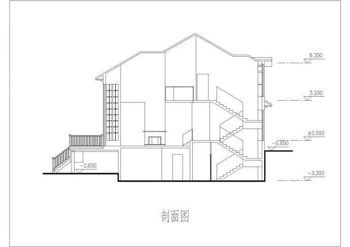某砖混结构乡村2层半别墅设计cad建筑施工图（带高清效果图）_图1
