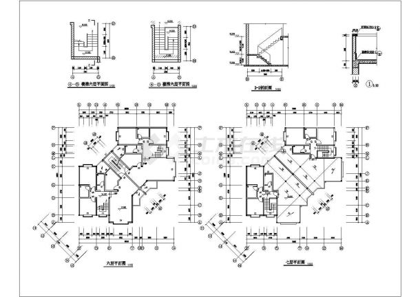 某小区1500平米7层砖混结构商住楼建筑设计CAD图纸（底层商店）-图一