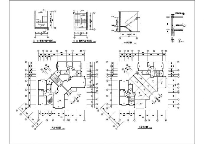 某小区1500平米7层砖混结构商住楼建筑设计CAD图纸（底层商店）_图1