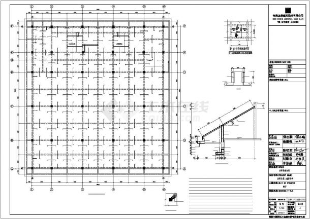 洛阳某职业学院多层框架结构学生食堂结构设计CAD图-图一