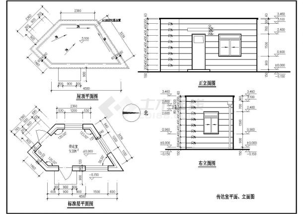 某化肥厂区大门及传达室CAD设计施工详图-图二