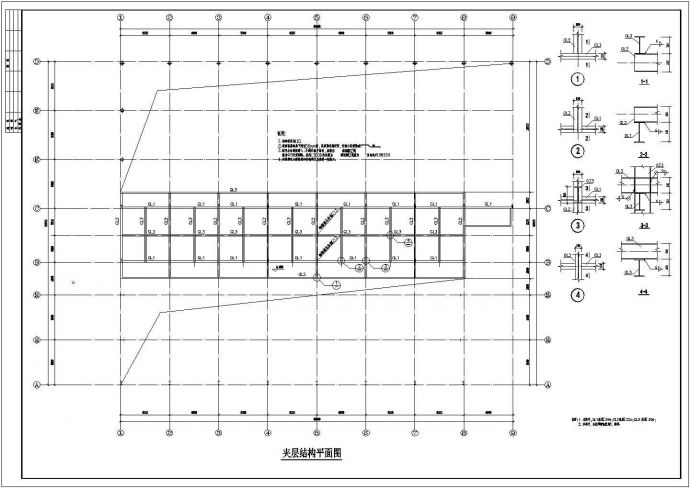 某长安汽车带夹层钢展厅结构设计全套CAD图_图1