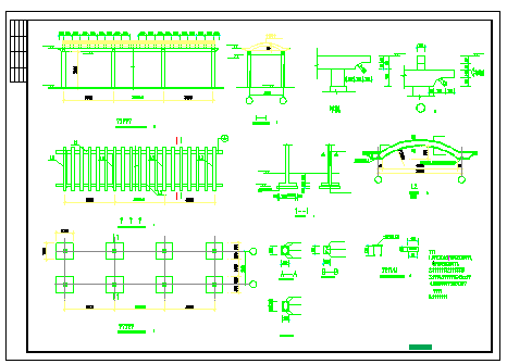 某园林景观亭、长廊、围墙等建筑设计cad施工图-图一