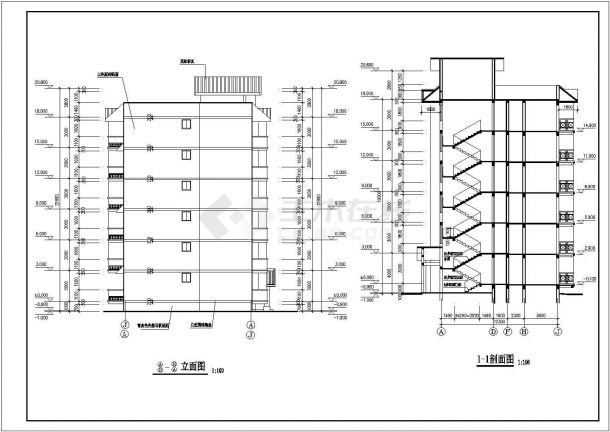 新平时鑫和园小区2100平米6层砖混结构住宅楼建筑设计CAD图纸-图二
