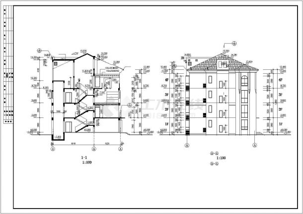 重庆市融创花园小区4层砖混结构住宅楼全套建筑设计CAD图纸-图一