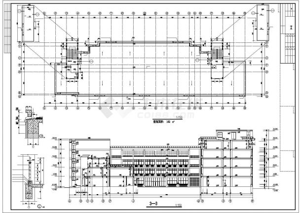 攀枝花市某高校1.3万平米5层框架结构教学楼建筑CAD设计图纸-图二