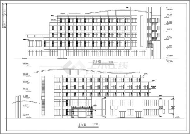 某中学综合楼及宿舍建筑结构设计cad施工图-图一