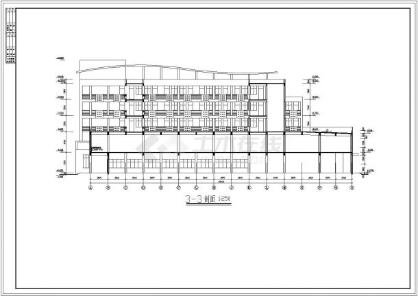 某中学综合楼及宿舍建筑结构设计cad施工图-图二
