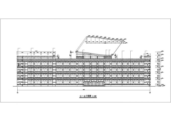 哈尔滨第六中学1.1万平米4层框架结构教学楼平立剖面设计CAD图纸_图1