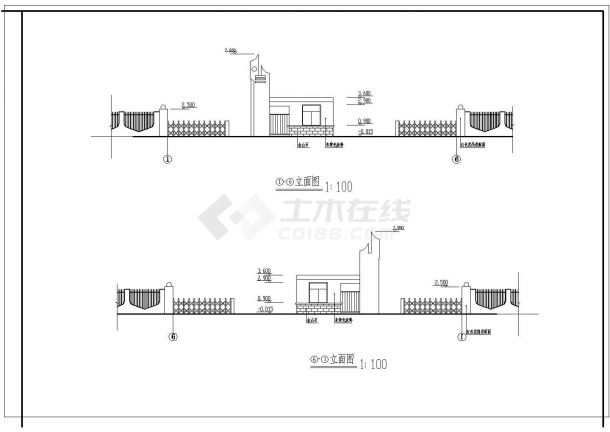 某全套门卫CAD设计大样施工图-图二