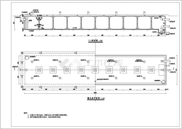 【最新】某自来水厂各种净水工艺及高程方案CAD图纸-图一