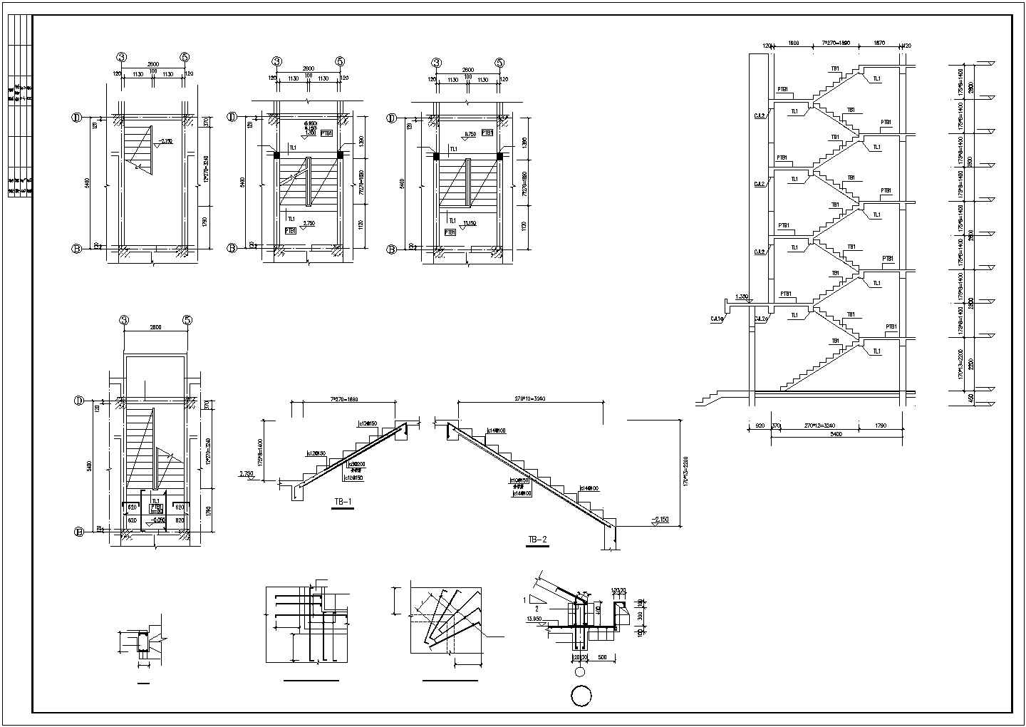 温州市某小区6层混合结构住宅楼全套结构设计CAD图纸（含车库层）