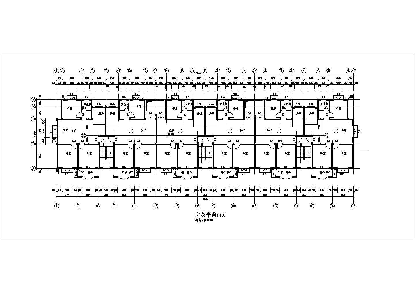 3500平米6+1层砖混结构住宅楼建筑设计CAD图纸（含阁楼和半地下室）