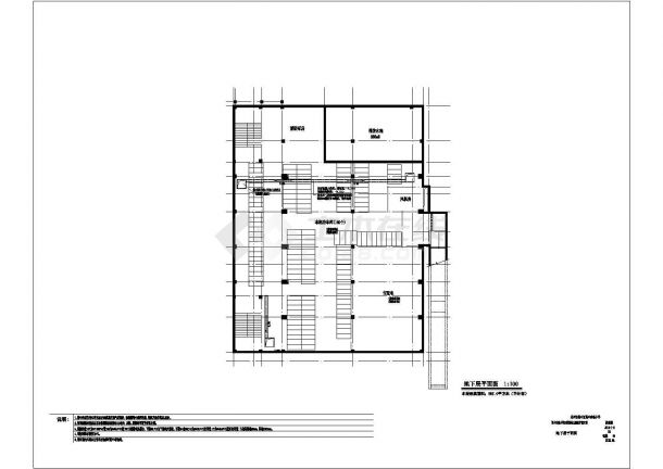 某大学2700平米3层框架报告楼平立剖面设计CAD图纸（含夹层和地下层-图一