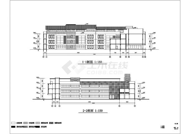 泉州市某社区6100平米四层框架高档幼儿园平立剖面设计CAD图纸-图一