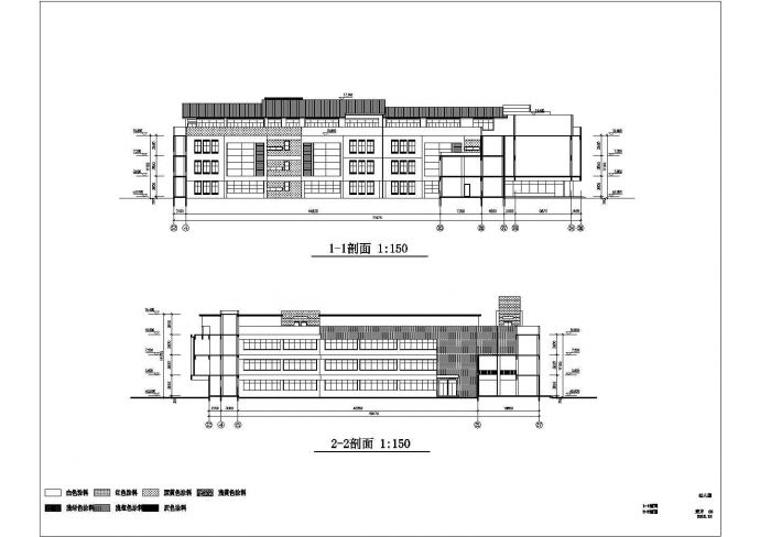 泉州市某社区6100平米四层框架高档幼儿园平立剖面设计CAD图纸_图1