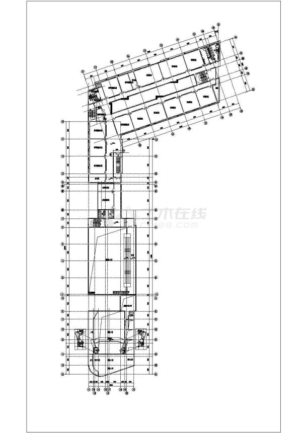 北京某小学1.3万平米五层框架结构教学楼平立剖面设计CAD图纸-图二