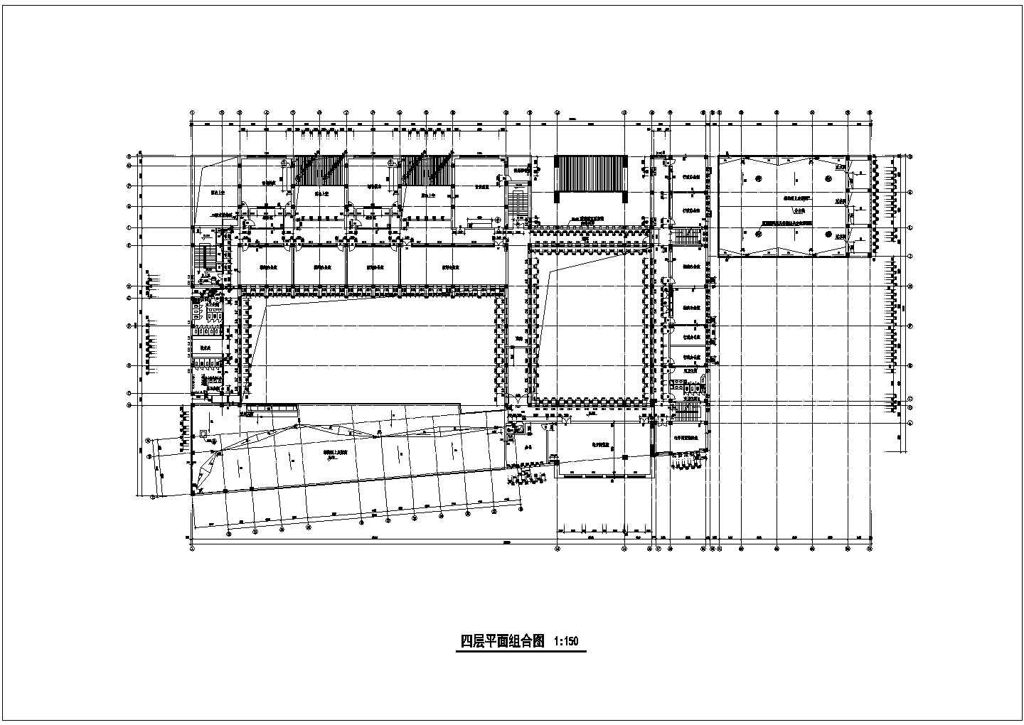 昆山市某中学6800平米4层框架结构教学楼平面设计CAD图纸
