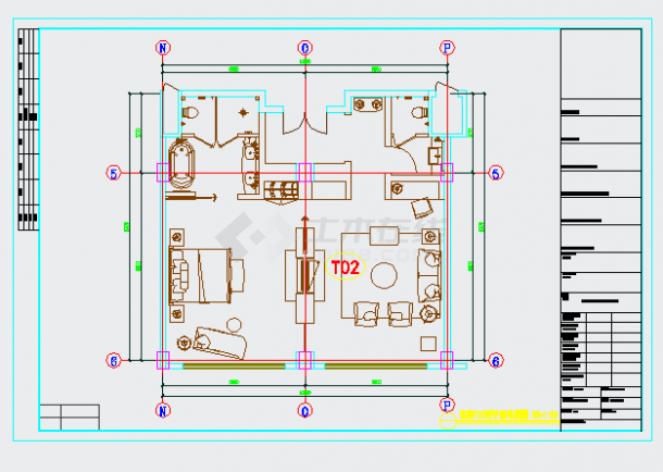 酒店客房楼装修CAD施工图设计-图一