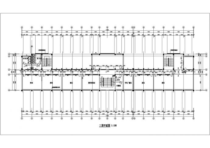 扬州市某中学2900平米3层框架结构教学楼建筑设计CAD图纸_图1