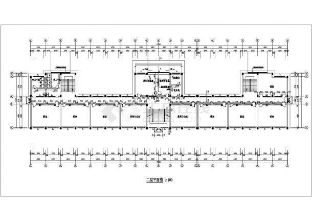 扬州市某中学2900平米3层框架结构教学楼建筑设计CAD图纸-图二
