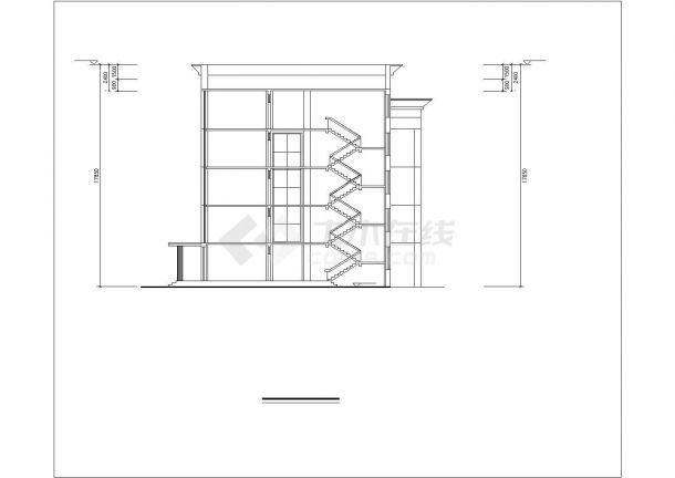 舟山市某中学3100平米5层框架结构教学楼平立剖面设计CAD图纸-图二