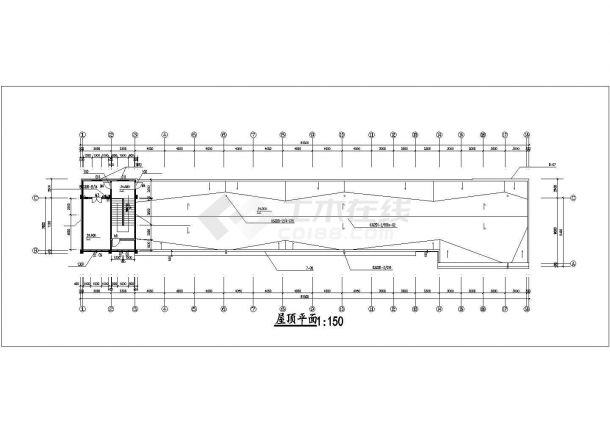 济宁市某中学3400平米五层框架结构教学楼建筑设计CAD图纸-图一