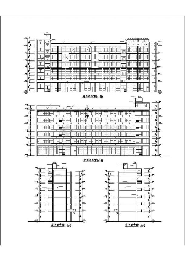 济宁市某中学3400平米五层框架结构教学楼建筑设计CAD图纸-图二