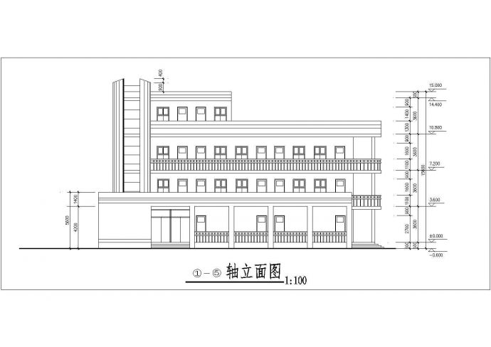 安康市某中学1900平米4层框架结构教学楼平立剖面设计CAD图纸_图1