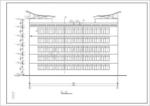 北京某小学占地400平米5层框架结构科学信息楼建筑设计CAD图纸-图二