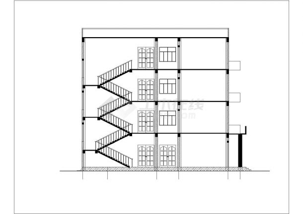 郑州某职业学院4500平米四层框架结构办公楼建筑设计CAD图纸-图一