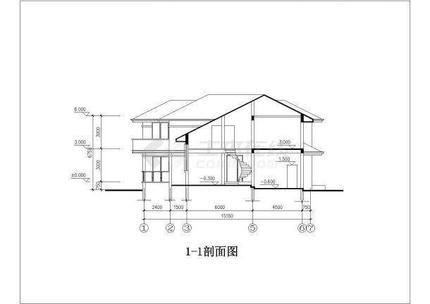 某市多层欧式别墅建筑结构设计CAD图-图二