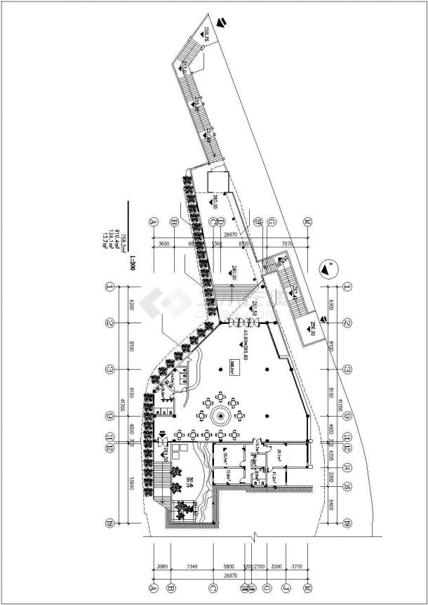 长沙市某新建居住区750平米单层框架结构售楼处平立面设计CAD图纸-图一