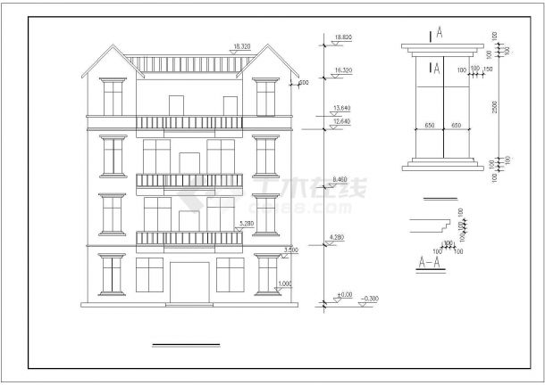北京市房山区某城中村4层砖混结构民居楼建筑设计CAD图纸-图二
