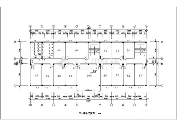 南京某工厂3100平米五层砖混结构办公楼全套建筑设计CAD图纸-图一