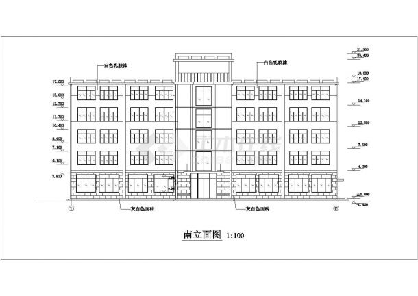 南京某工厂3100平米五层砖混结构办公楼全套建筑设计CAD图纸-图二
